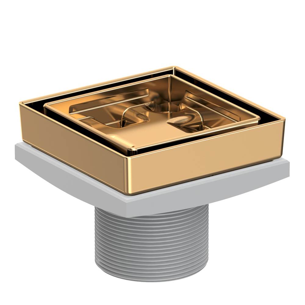 Newport Brass - 4'' Tile In Drain Throat - Polished Brass Uncoated Living