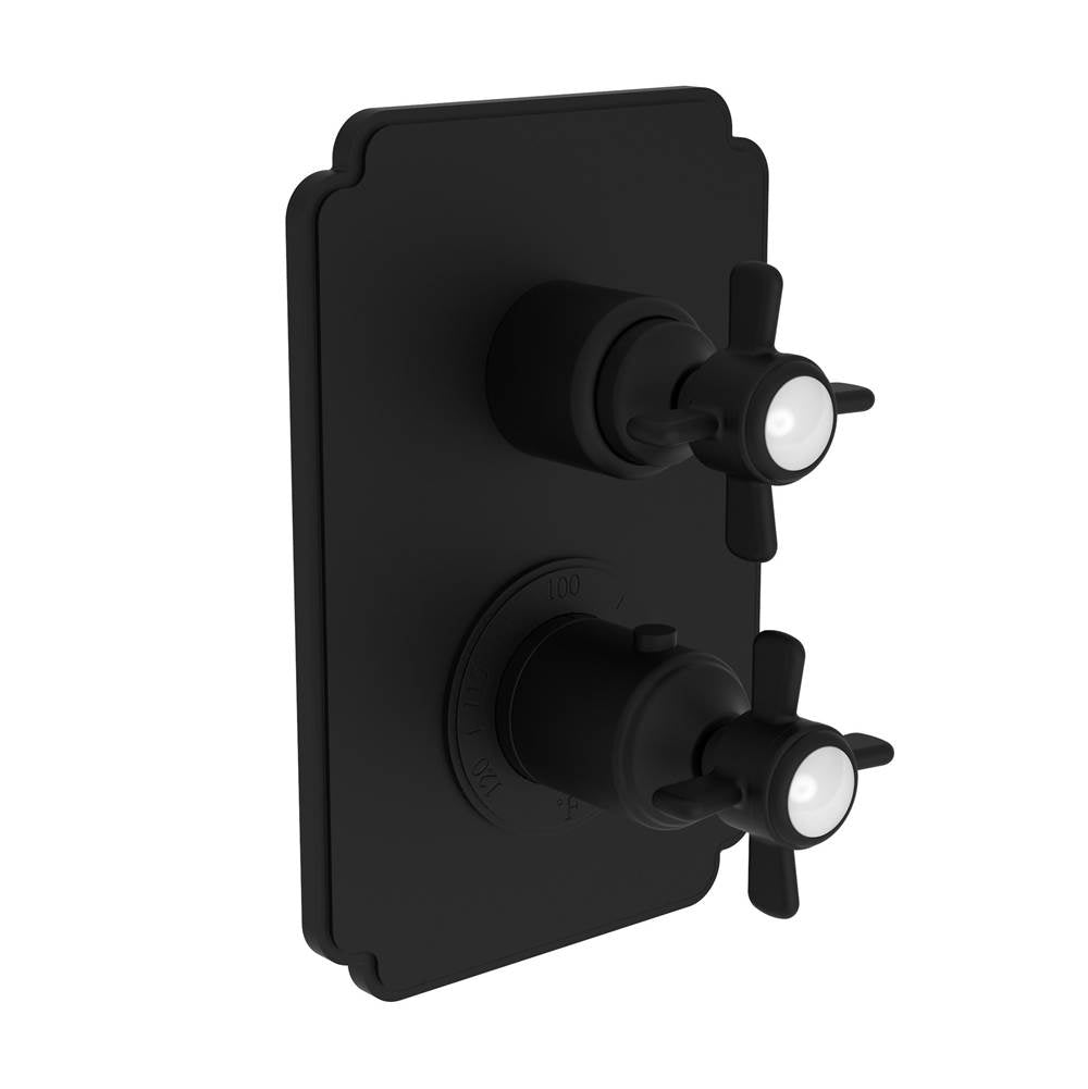Newport Brass - Fairfield 1/2'' Square Thermostatic Trim Plate with Handle - Flat Black
