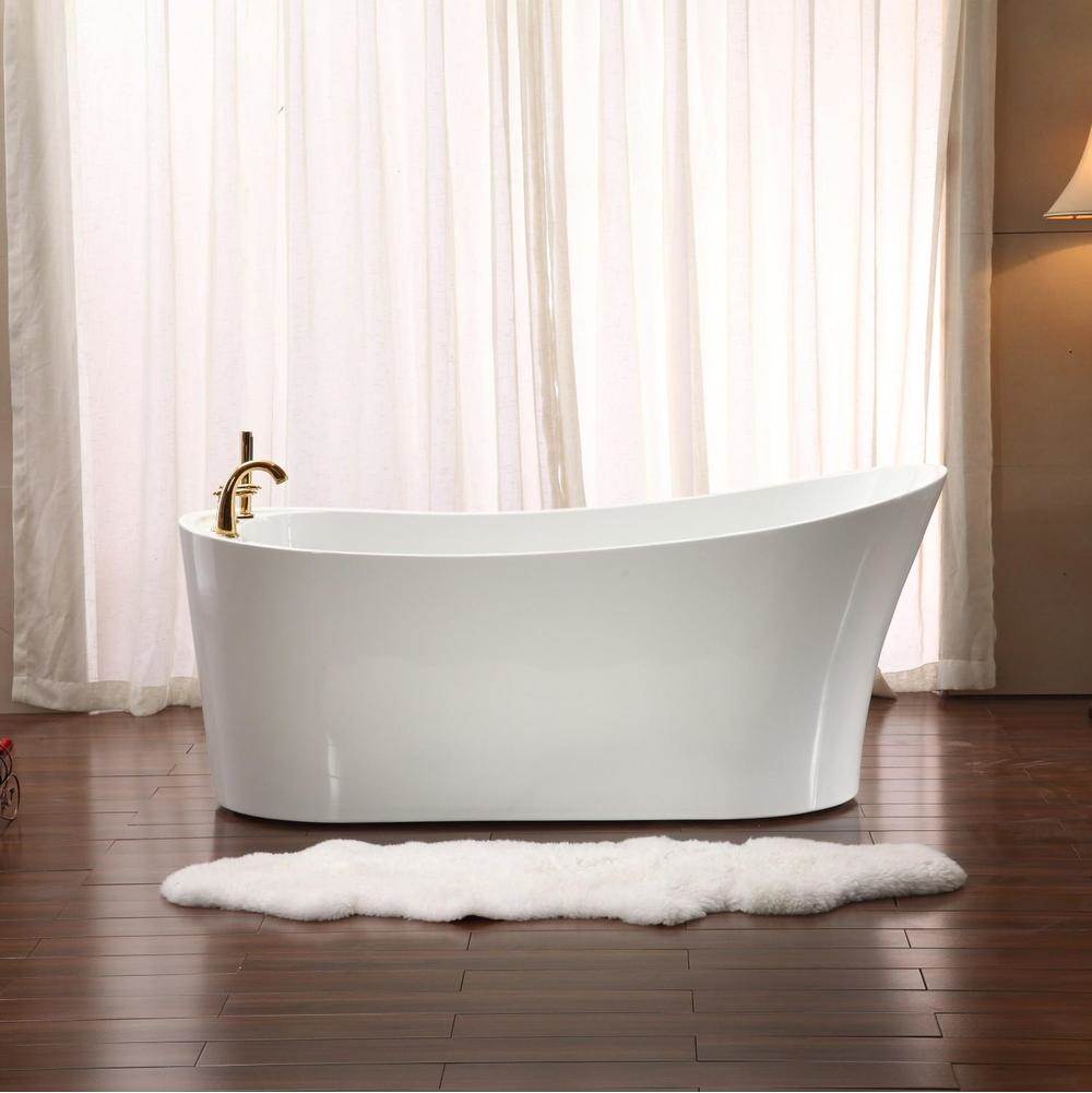 Neptune Rouge - Freestanding One Piece PARIS 32x66, Chrome Drain, White - White