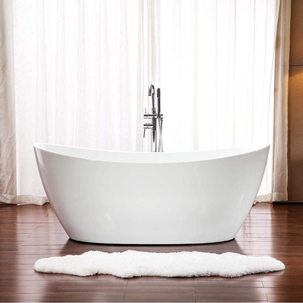 Neptune Rouge - Freestanding One Piece FLORENCE 32x60, Chrome Drain, White - White
