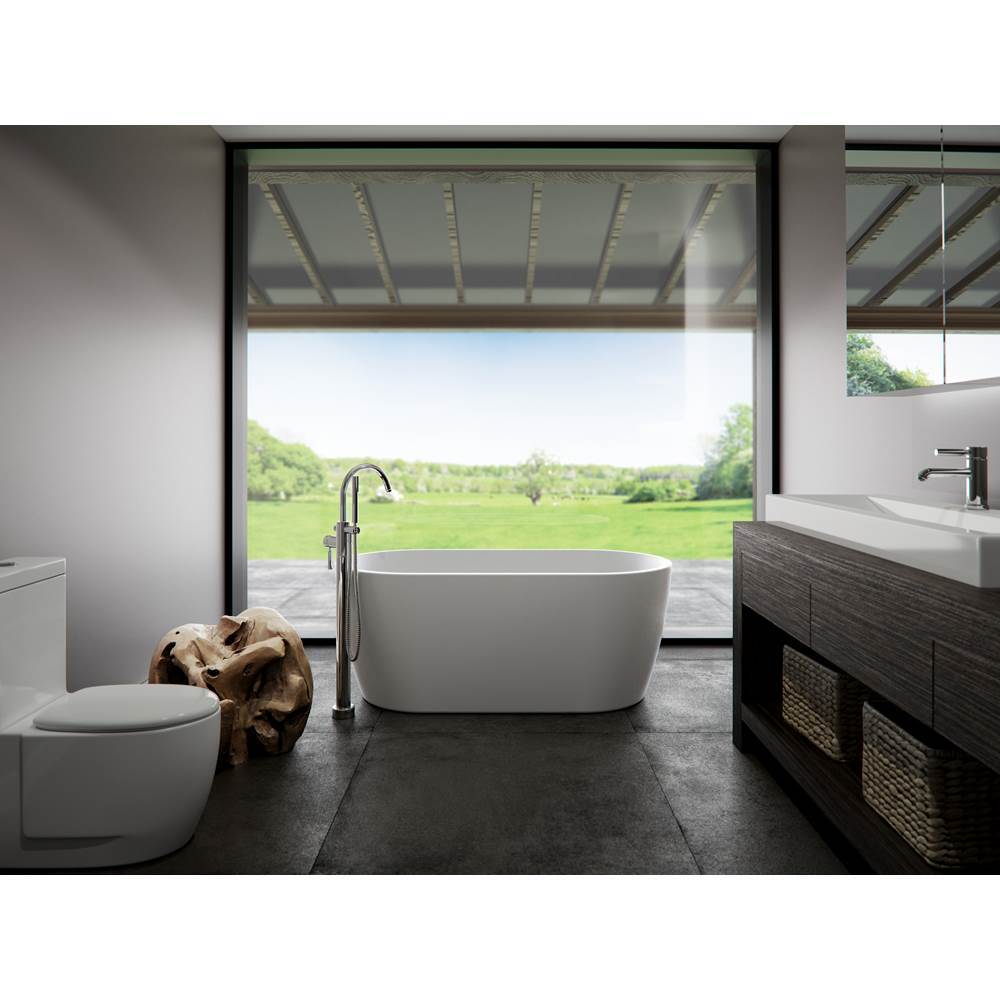 Neptune Rouge - Freestanding One Piece MONACO 30x60, Mass-Air, Chrome Drain, White - White