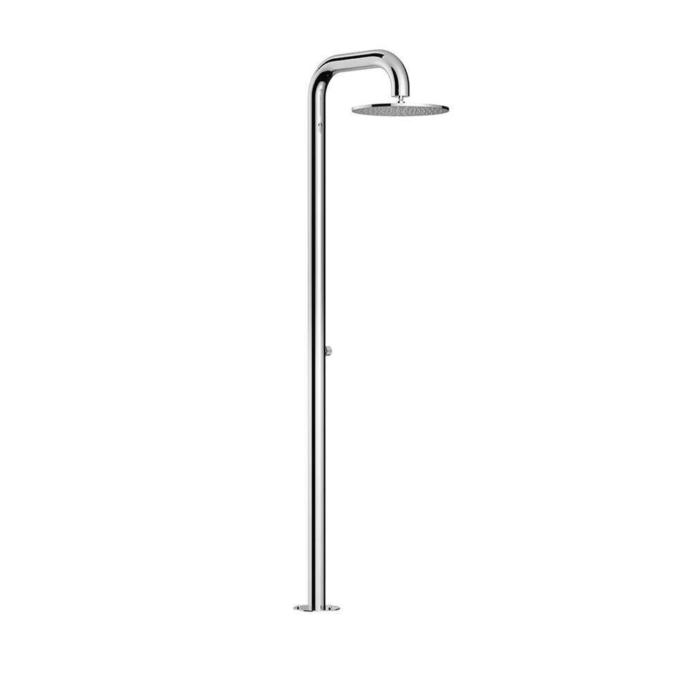 Outdoor Shower - 'Boss Wide'' Free Standing Single Supply Shower Unit - 16'' Shower Head - Satin