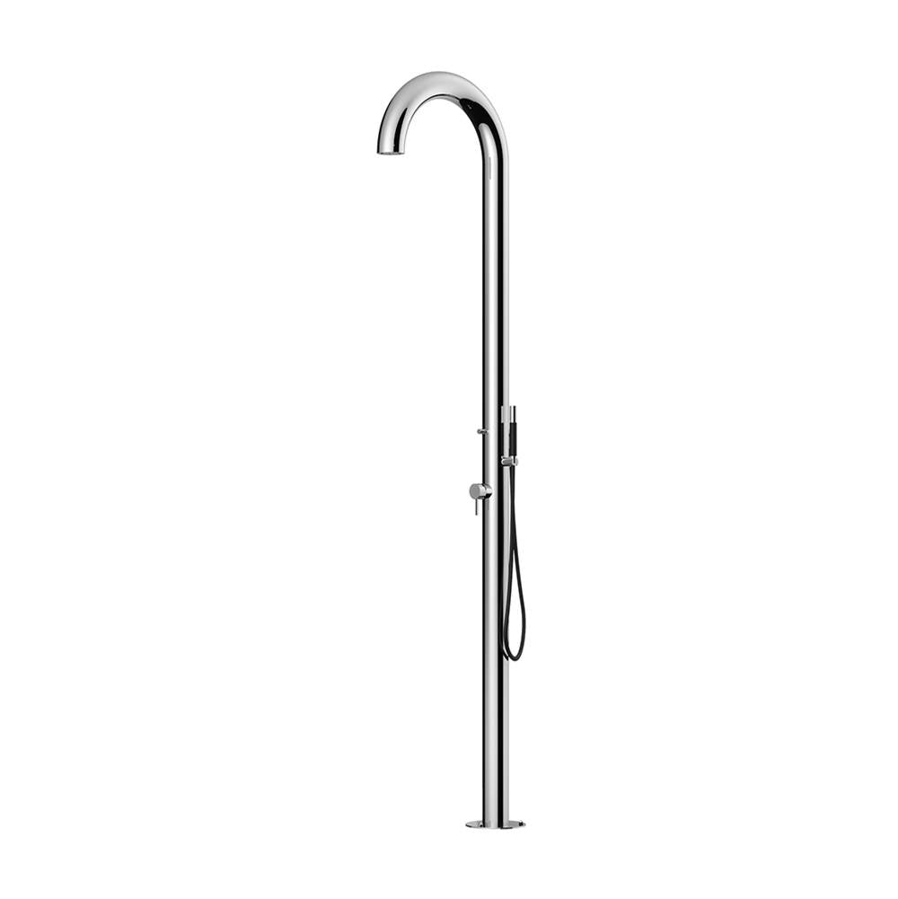Outdoor Shower - 'Club'' Free Standing Hot & Cold Shower Unit - Hand Spray - Concealed Shower Head - Mirror