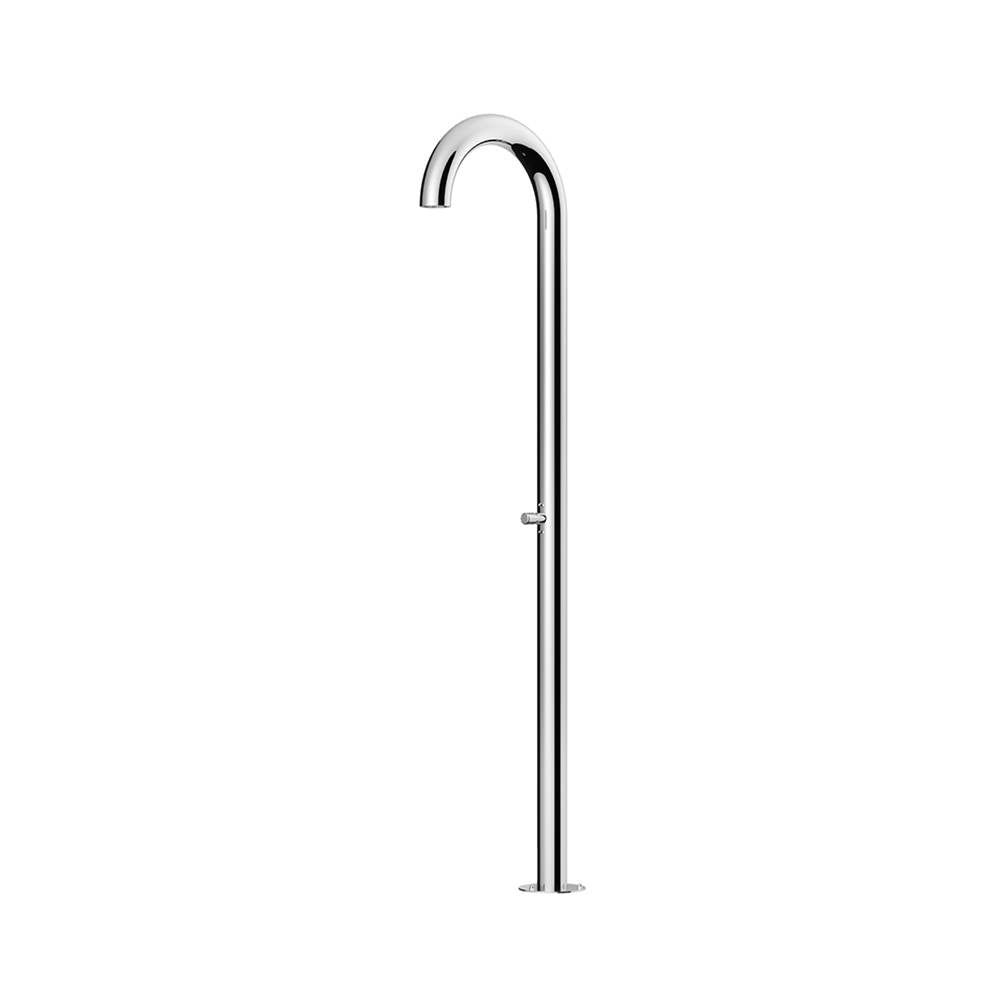 Outdoor Shower - 'Club'' Free Standing Single Supply Shower Unit - ADA Metered Push Valve - Concealed Shower Head - Mirror