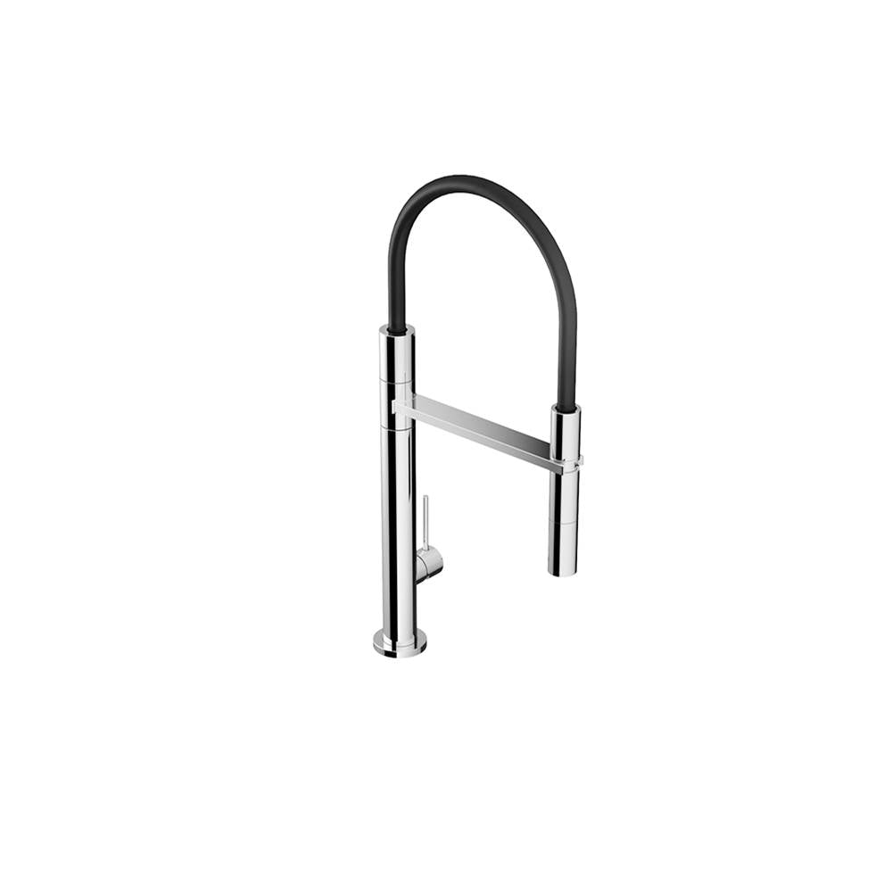 Outdoor Shower - 'Waterline'' Hot & Cold Single Handle Faucet with Prerinse Dual Spray (single hole installation) - Satin