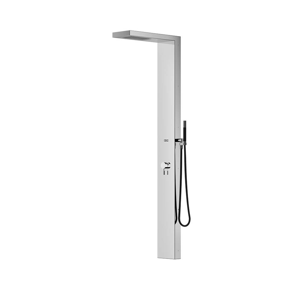 Outdoor Shower - 'In & Out'' Wall Mount Hot & Cold Shower Panel - Hand Spray - Concealed Shower Head - Mirror