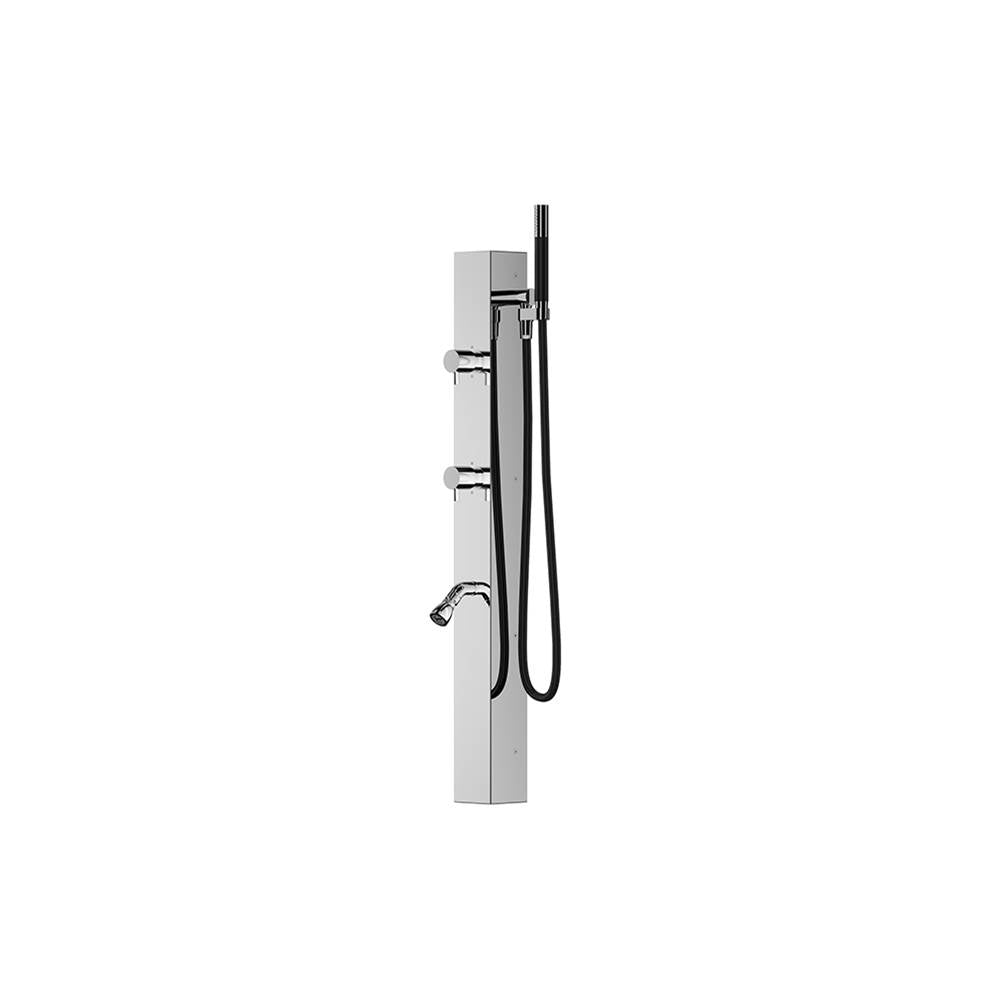 Outdoor Shower - 'In & Out'' Wall Mount Single Supply Shower Panel - Foot Shower - Hand Spray - Mirror