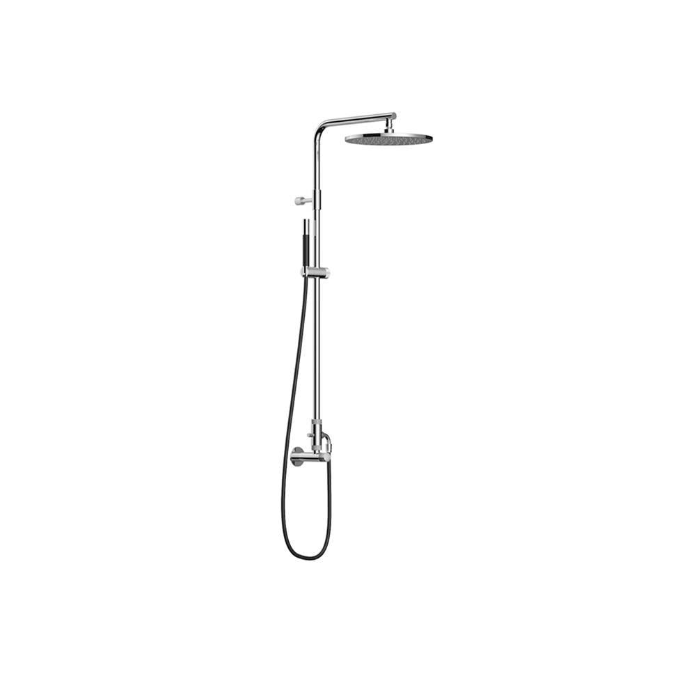 Outdoor Shower - 'Waterline'' Wall Mount Single Supply Shower Unit - Hand Spray - 12'' Shower Head - Satin