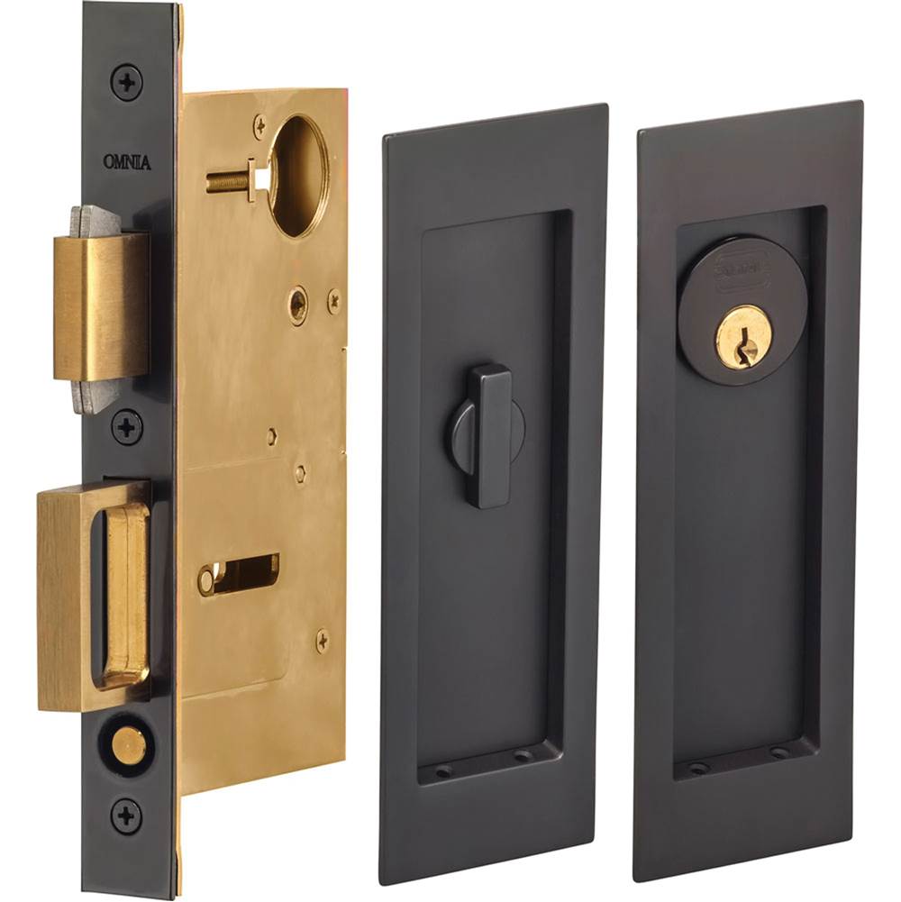 OMNIA - Pocket Door Lockset ''A'' US10B - Lacquered Oil Rubbed Black