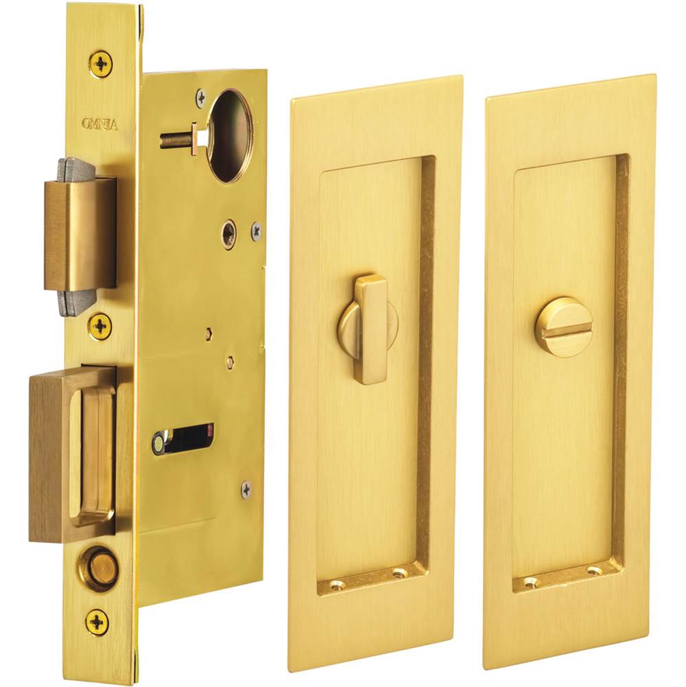 OMNIA - Pocket Door Lockset ''L'' US4 - Lacquered Satin Brass