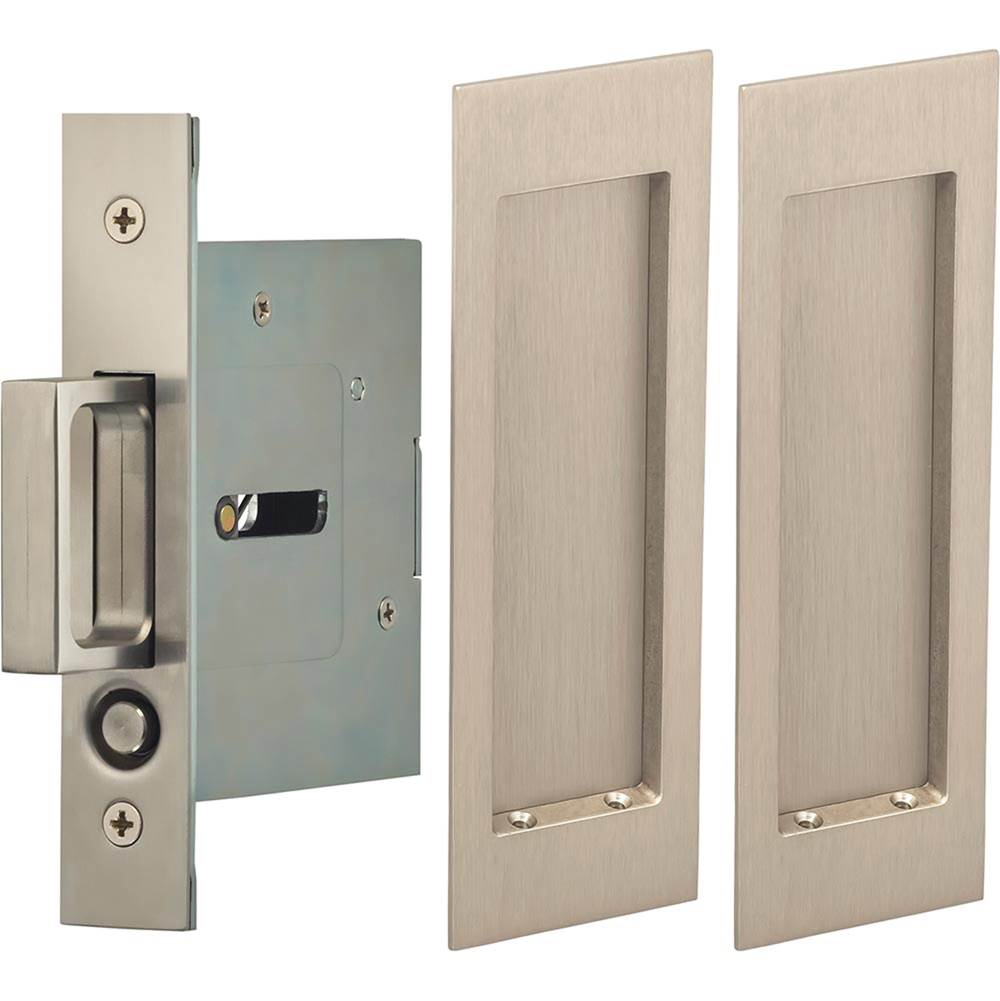 OMNIA - Pocket Door Lockset ''N'' US15 - Lacquered Satin Nickel Plated