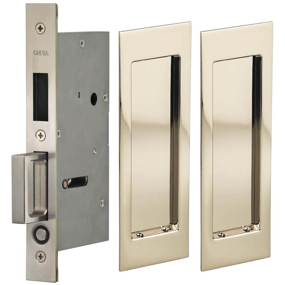 OMNIA - Pocket Door Lockset US14 - Lacquered Polished Nickel Plated