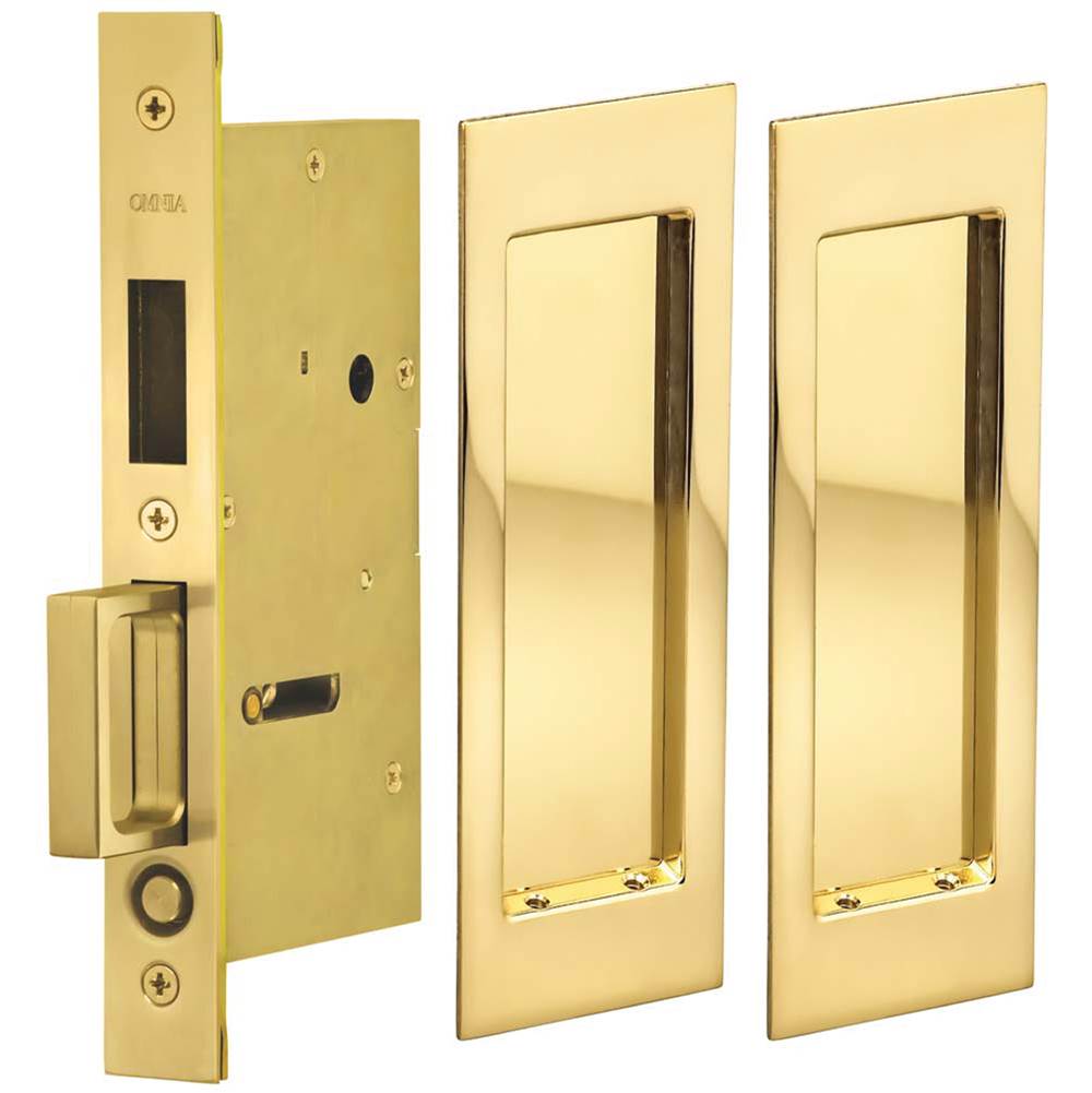 OMNIA - Pocket Door Lockset US3A - Unlacquered Polished Brass