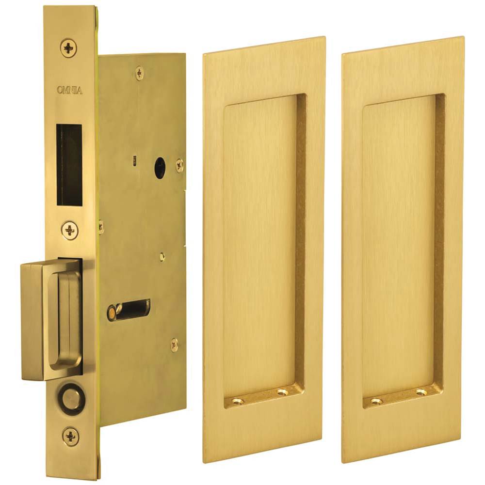 OMNIA - Pocket Door Lockset US4 - Lacquered Satin Brass