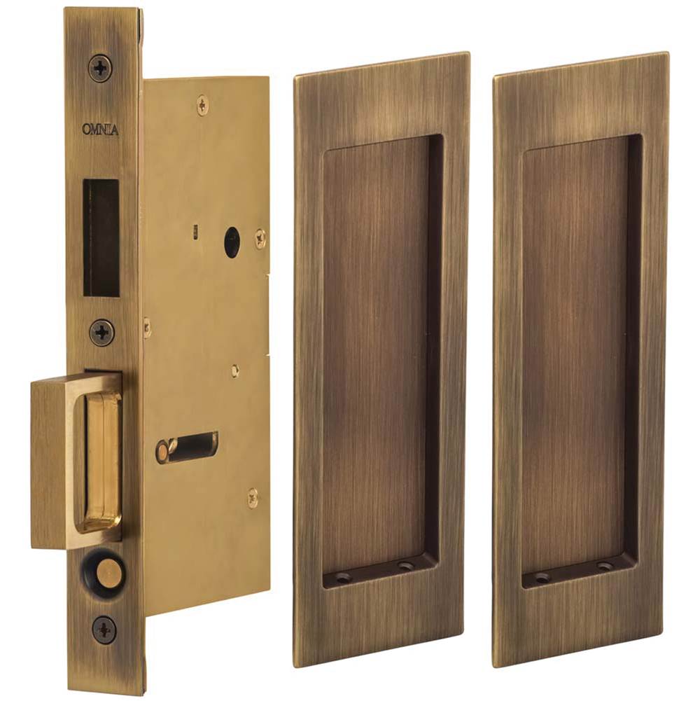 OMNIA - Pocket Door Lockset US5 - Lacquered Antique Brass