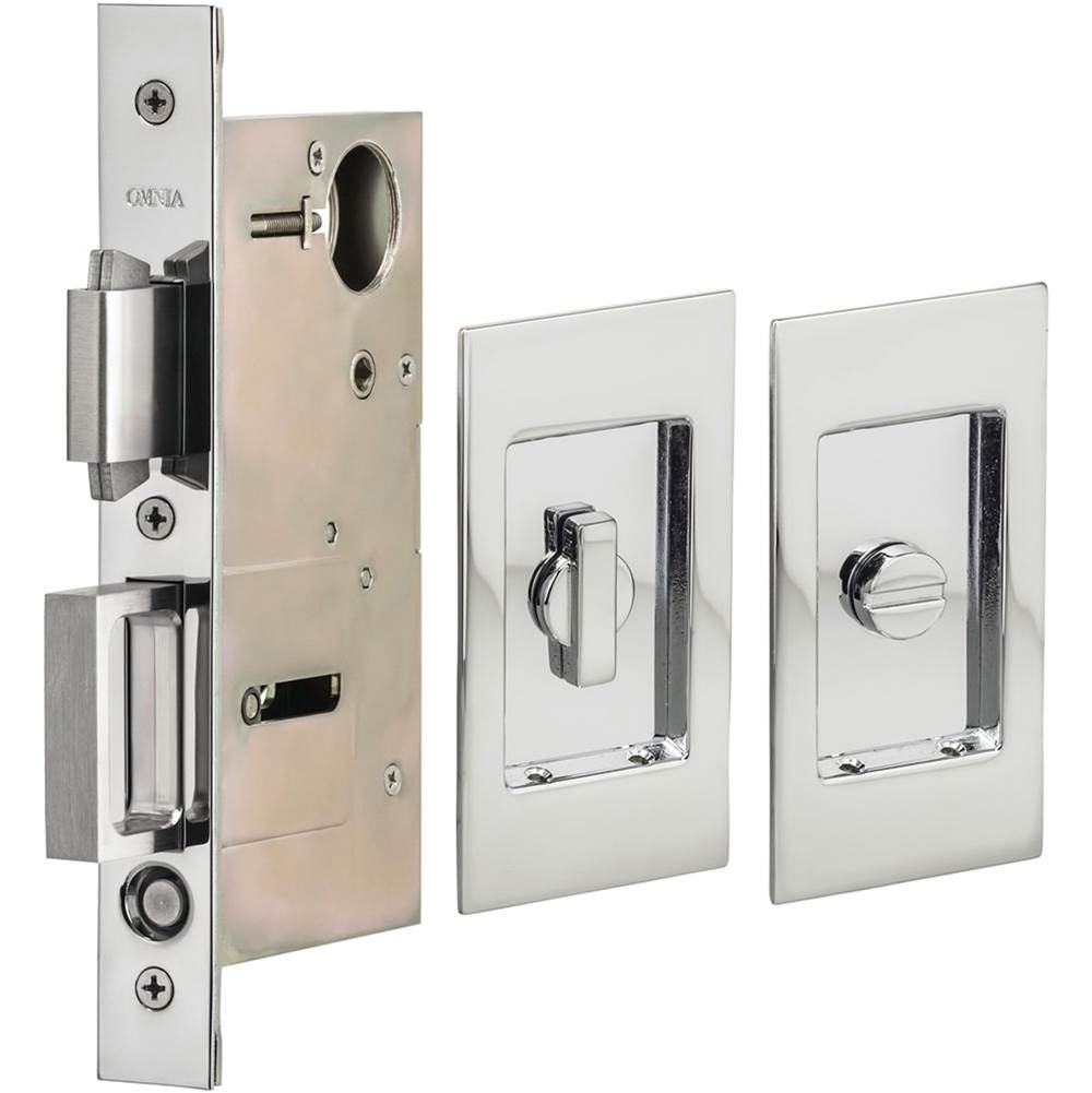OMNIA - Pocket Door Lockset US26 - Polished Chrome Plated