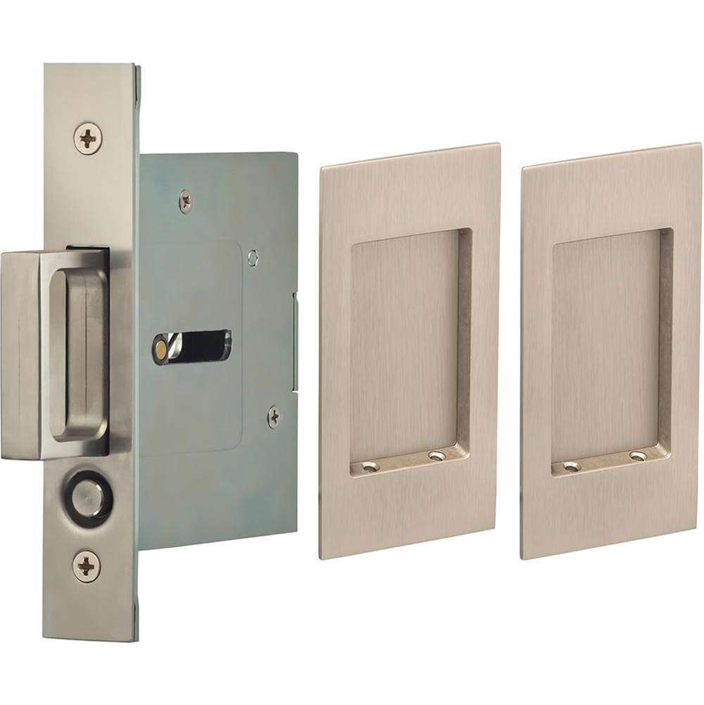 OMNIA - Pocket Door Lockset US15 - Lacquered Satin Nickel Plated