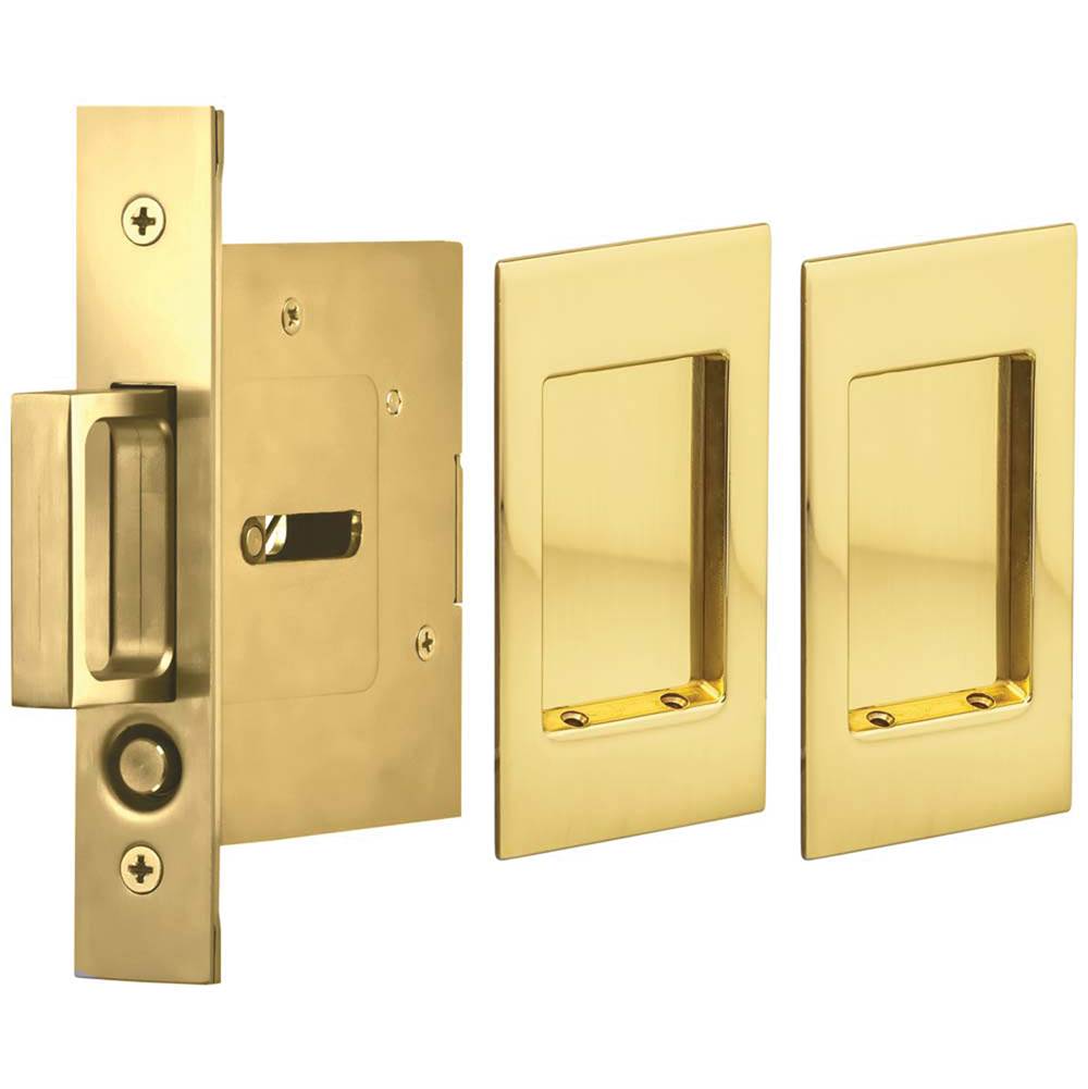 OMNIA - Pocket Door Lockset US3 - Lacquered Polished Brass