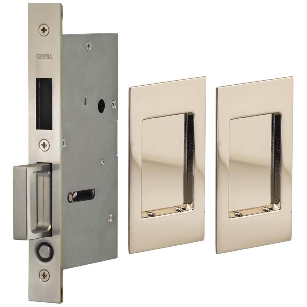OMNIA - Pocket Door Lockset US14 - Lacquered Polished Nickel Plated