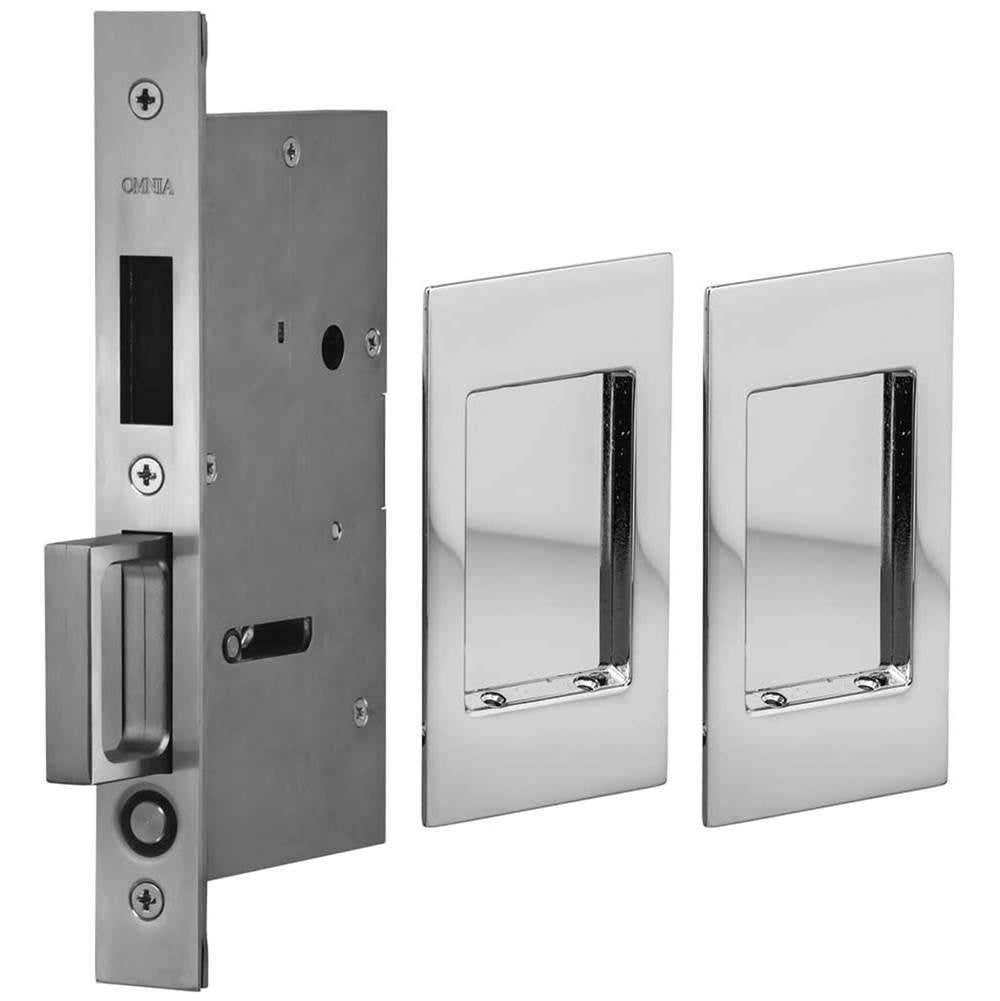OMNIA - Pocket Door Lockset US26 - Polished Chrome Plated