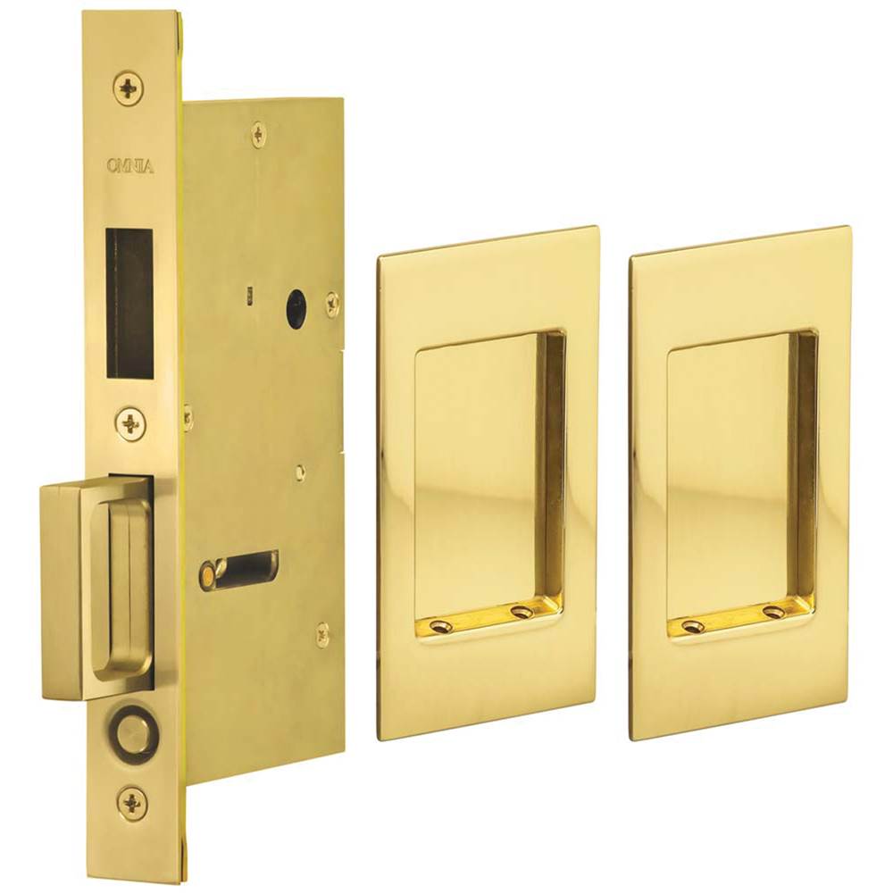 OMNIA - Pocket Door Lockset US3 - Lacquered Polished Brass