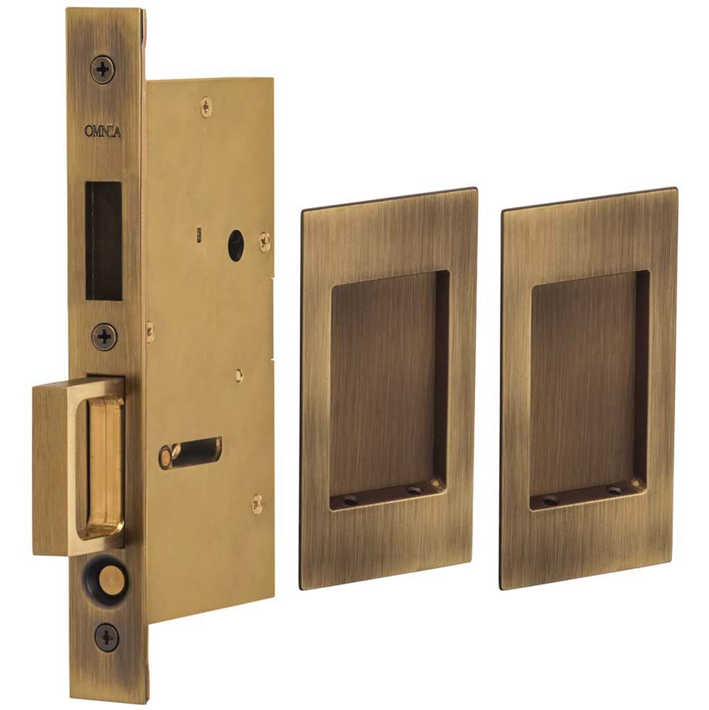 OMNIA - Pocket Door Lockset US5 - Lacquered Antique Brass