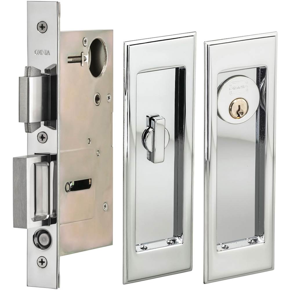 OMNIA - Pocket Door Lockset ''A'' US26 - Polished Chrome Plated