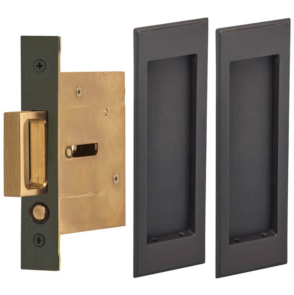 OMNIA - Pocket Door Lockset US10B - Lacquered Oil Rubbed Black