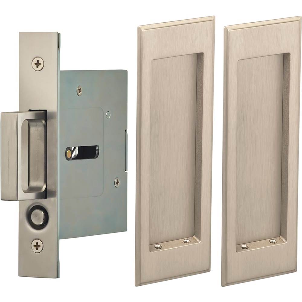 OMNIA - Pocket Door Lockset US15 - Lacquered Satin Nickel Plated