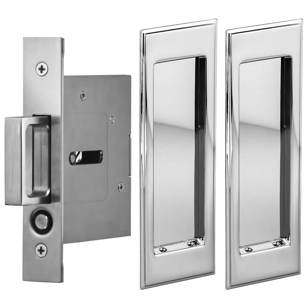 OMNIA - Pocket Door Lockset US26 - Polished Chrome Plated
