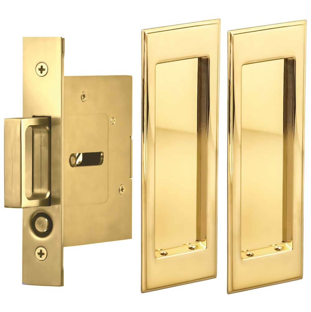 OMNIA - Pocket Door Lockset US3A - Unlacquered Polished Brass