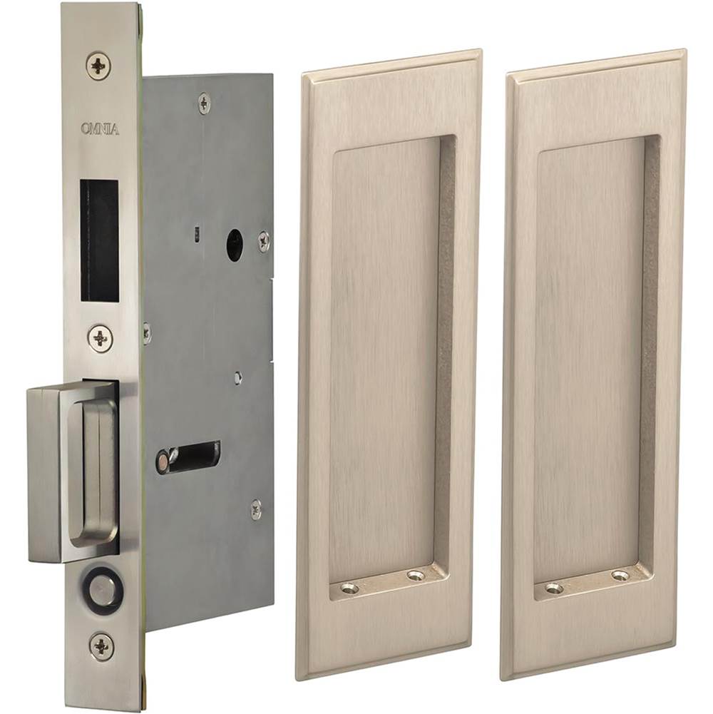 OMNIA - Pocket Door Lockset US15 - Lacquered Satin Nickel Plated