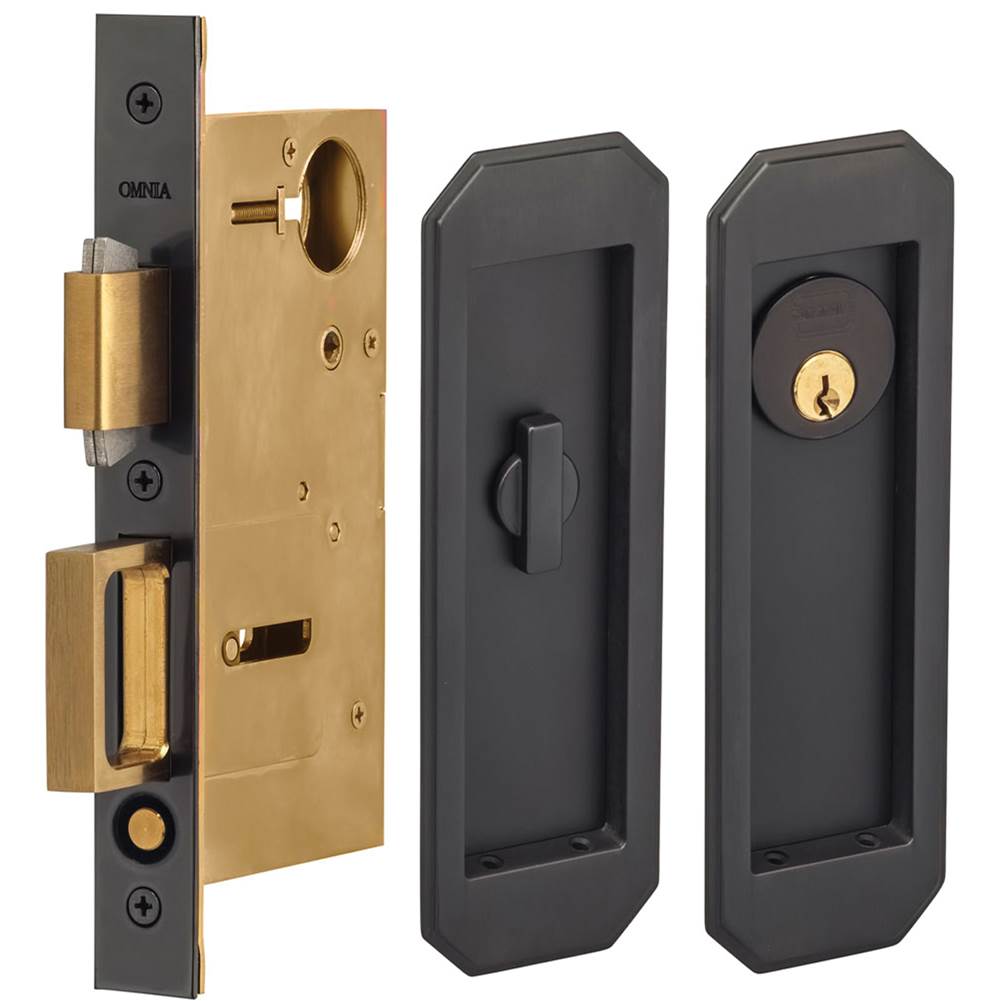 OMNIA - Pocket Door Lockset ''A'' US10B - Lacquered Oil Rubbed Black
