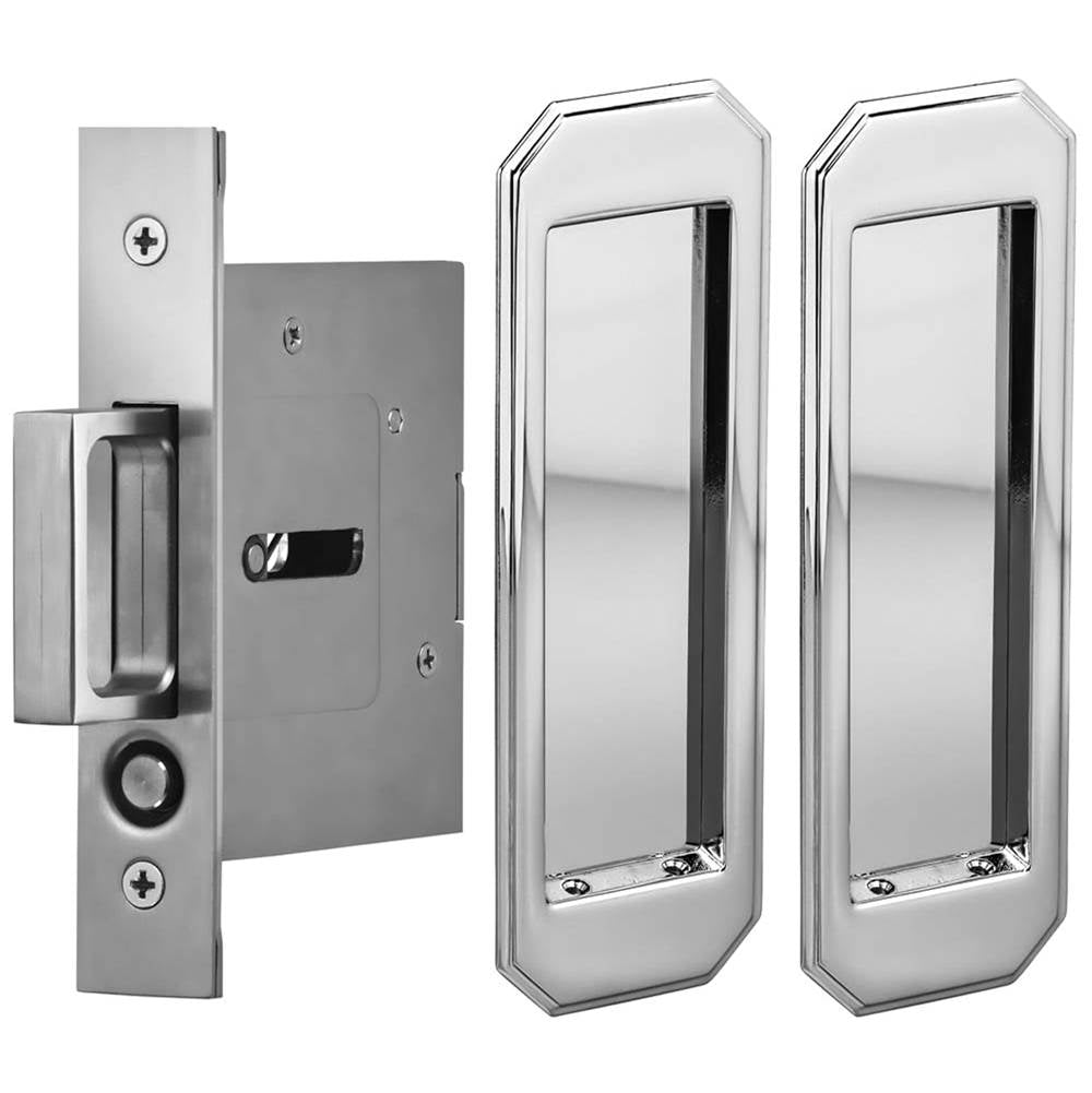 OMNIA - Pocket Door Lockset ''N'' US26 - Polished Chrome Plated
