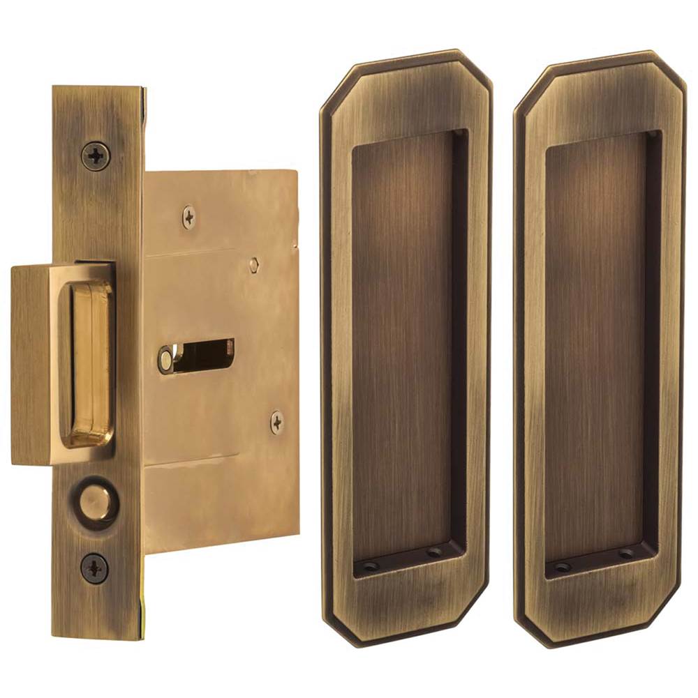 OMNIA - Pocket Door Lockset ''N'' US5 - Lacquered Antique Brass