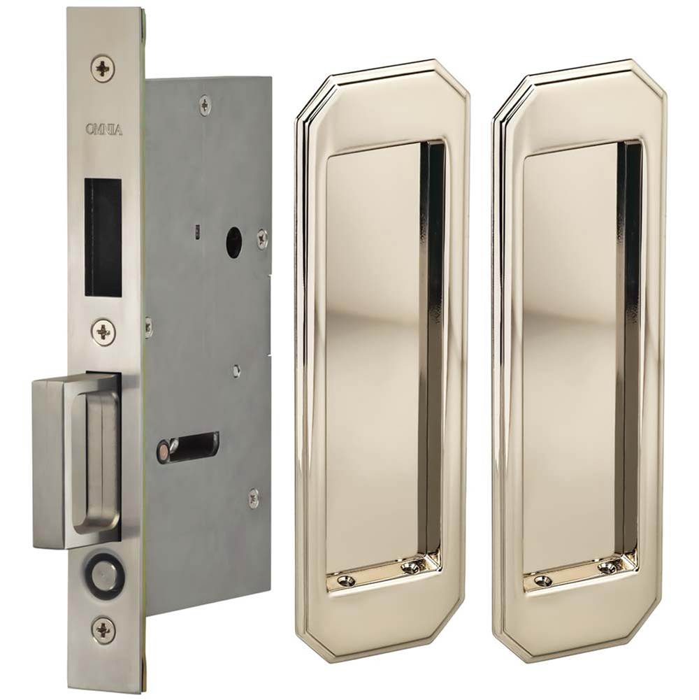 OMNIA - Pocket Door Lockset US14 - Lacquered Polished Nickel Plated