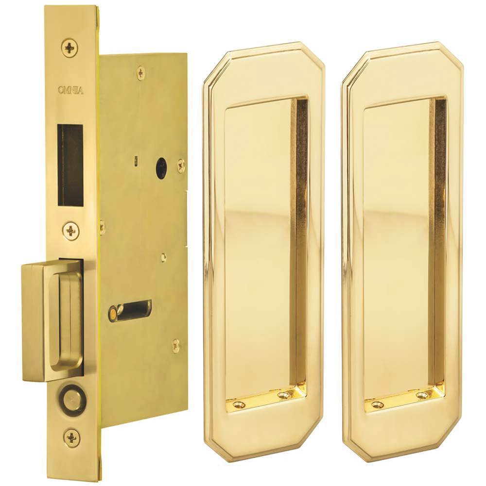 OMNIA - Pocket Door Lockset US3A - Unlacquered Polished Brass