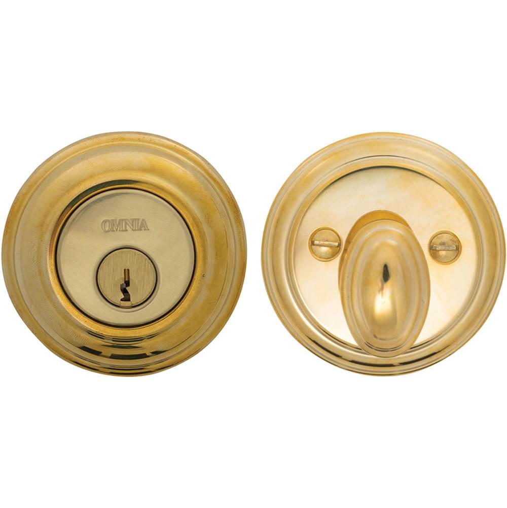 OMNIA - Colonial Deadbolt Set US3A - Unlacquered Polished Brass