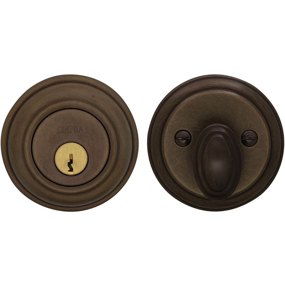 OMNIA - Colonial Deadbolt Set US5A - Unlacquered Antique Bronze