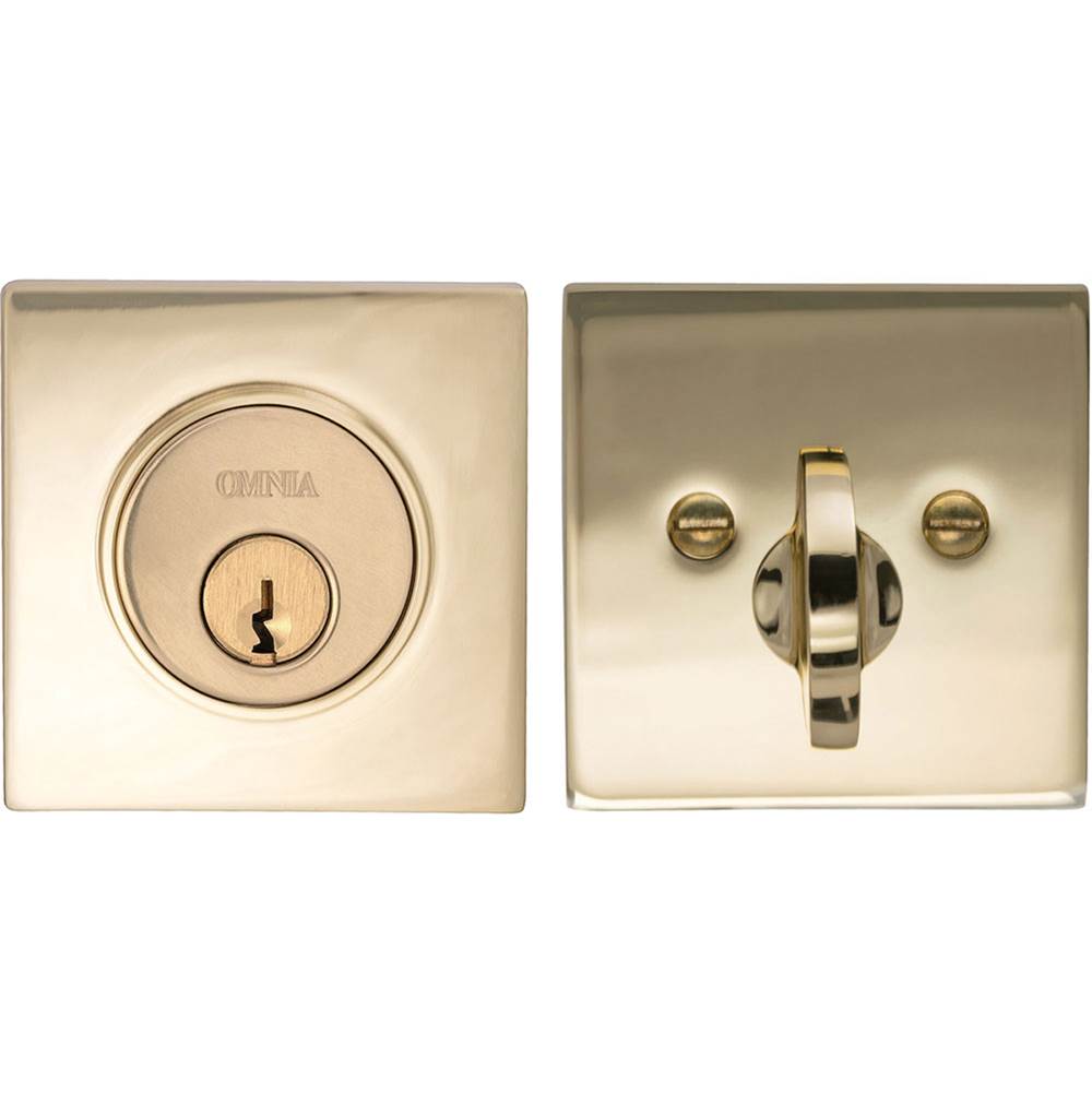 OMNIA - Square Deadbolt Set US4 - Lacquered Satin Brass