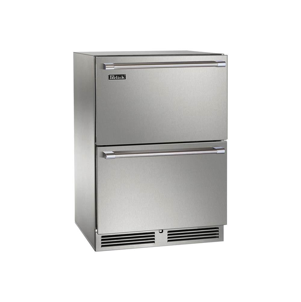 Perlick - 24'' Signature Series Marine Grade Dual-Zone Freezer/Refrigerator Drawers, fully integrated panel-ready, w/ lock