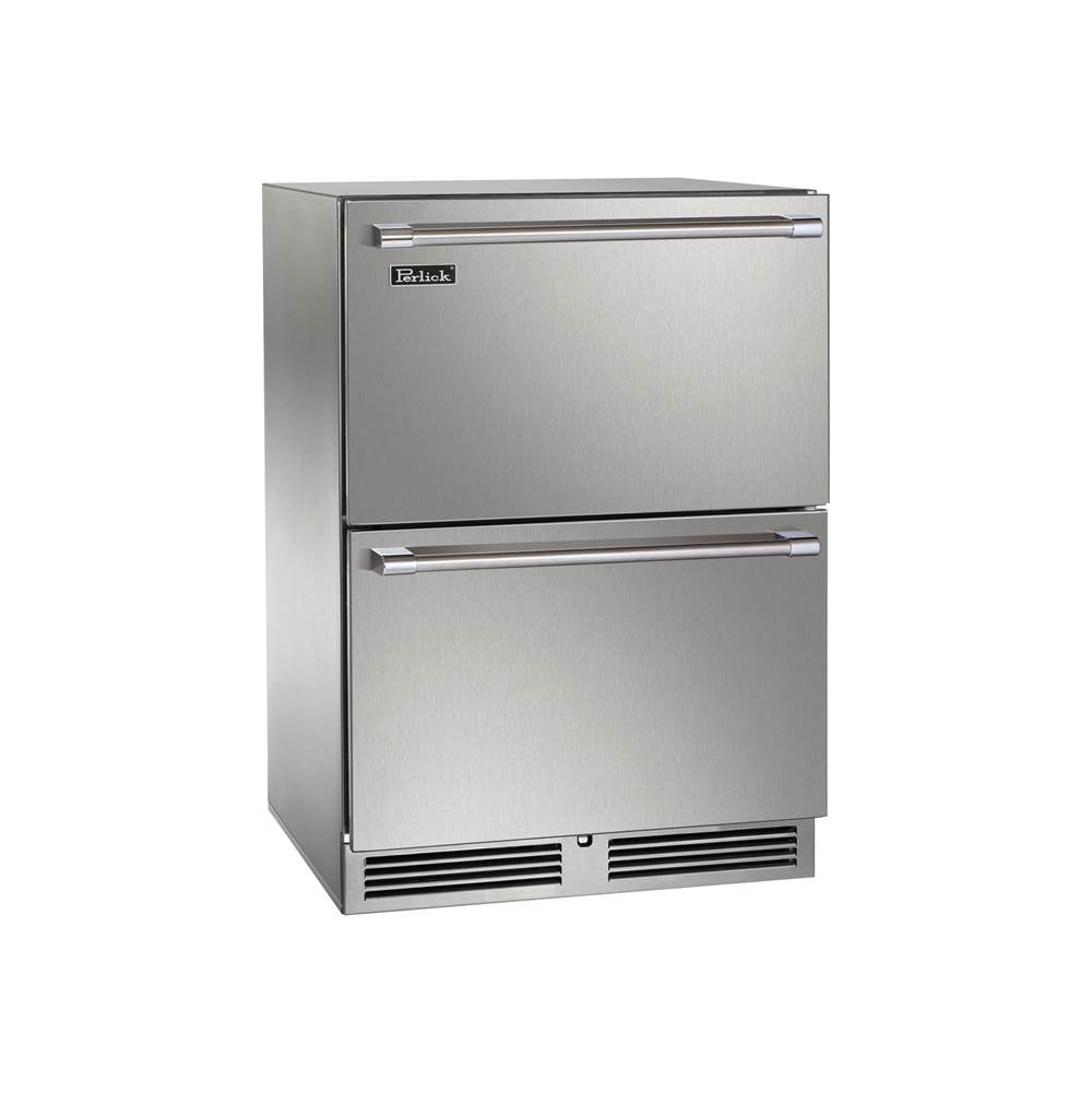 Perlick - 24'' Signature Series Marine Grade Refrigerator Drawers, fully integrated panel-ready, w/ lock