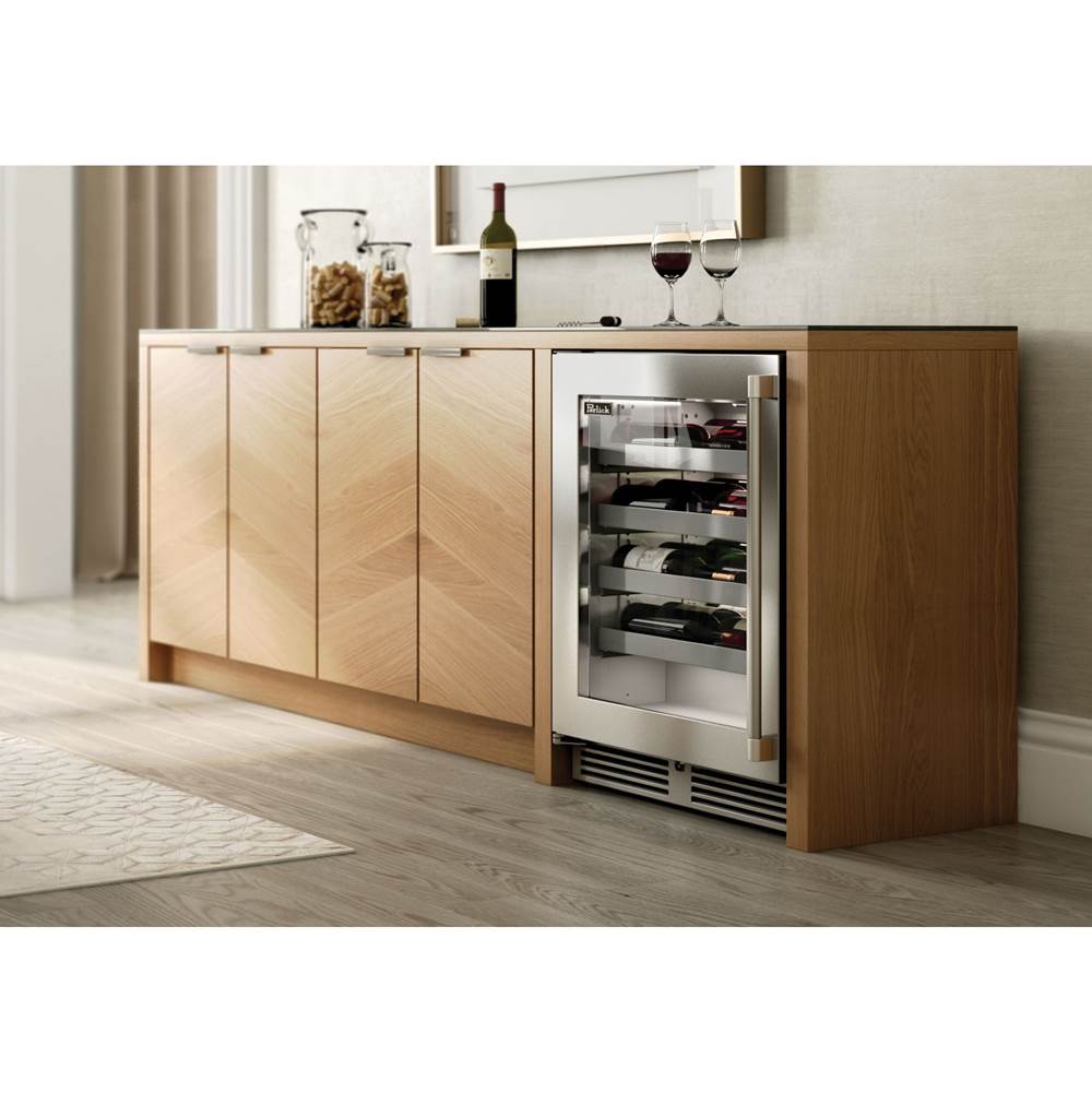 Signature Series Shallow Depth 18'' Depth Indoor Wine Reserve with Stainless Steel Solid Door, Hinge Right, with Lock