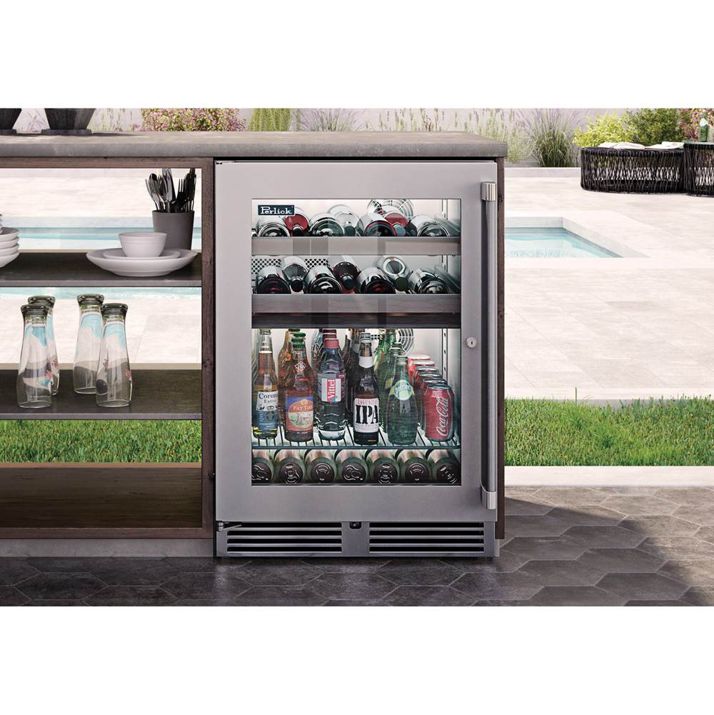 24'' Signature Series Outdoor Beverage Center with Stainless Steel Solid Door, Hinge Right, with Lock
