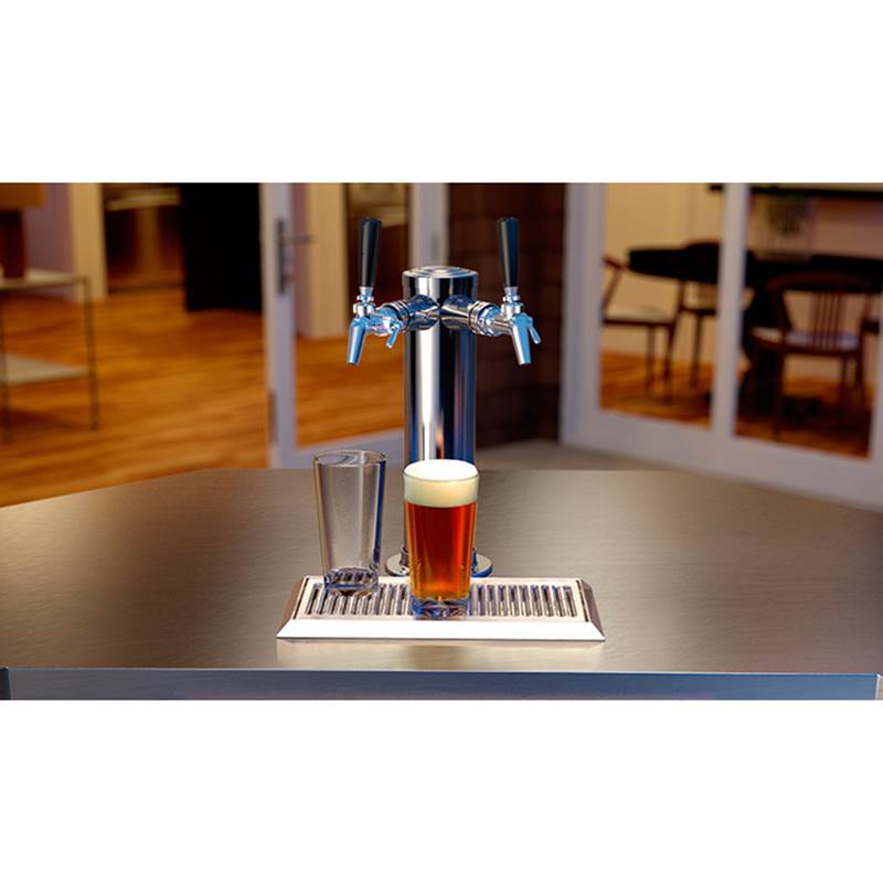 24'' Signature Series Outdoor Beer Dispenser - Dual Tap with Stainless Steel Solid Door, Hinge Right, with Lock