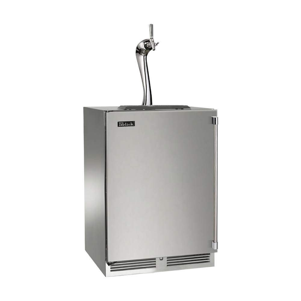 Perlick - 24'' Signature Series Indoor Adara Beer Dispenser - Dual Tap with Stainless Steel Solid Door, Hinge Left, with Lock