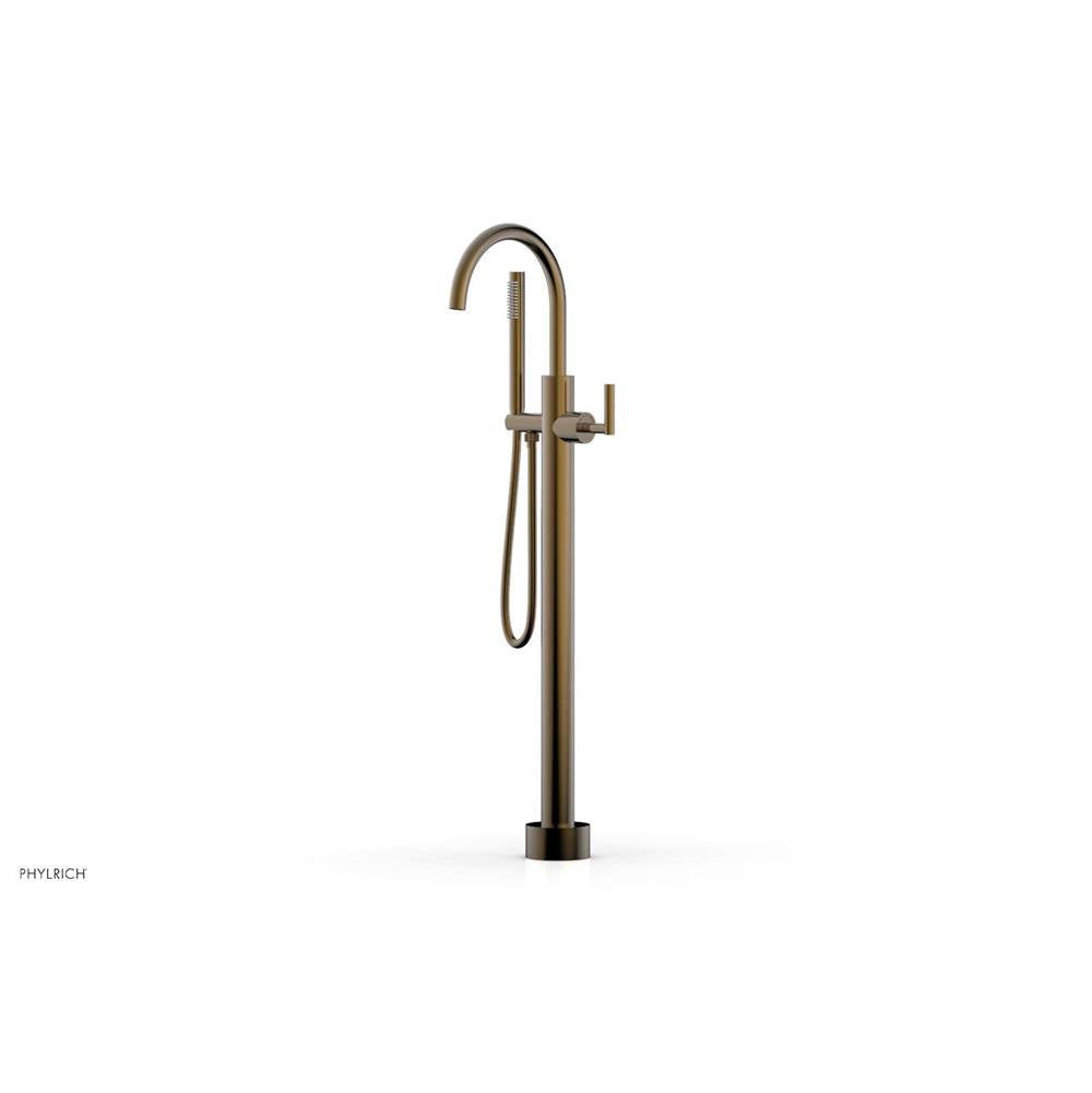 Phylrich - Floor Mounted Tub Filler Lever Hdl W/Handshwr-Tall - Antique Brass