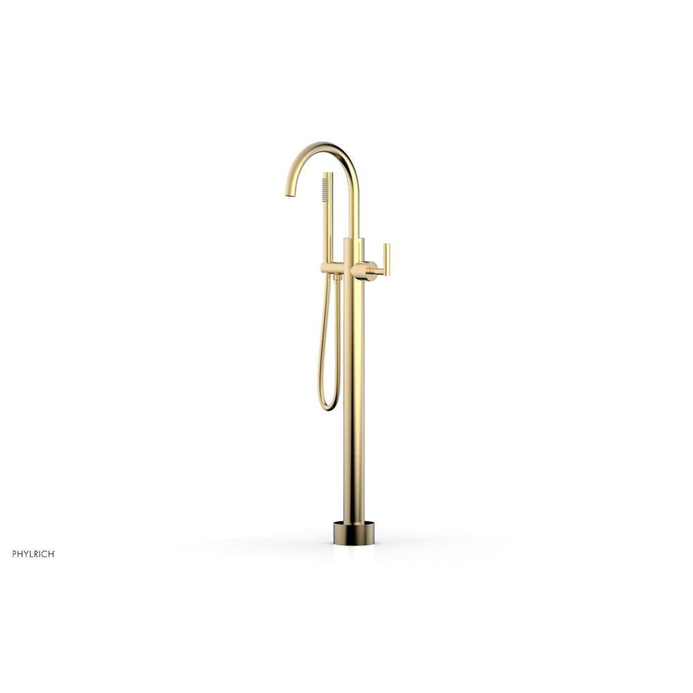 Phylrich - Floor Mounted Tub Filler Lever Hdl W/Handshwr-Tall - Satin Brass