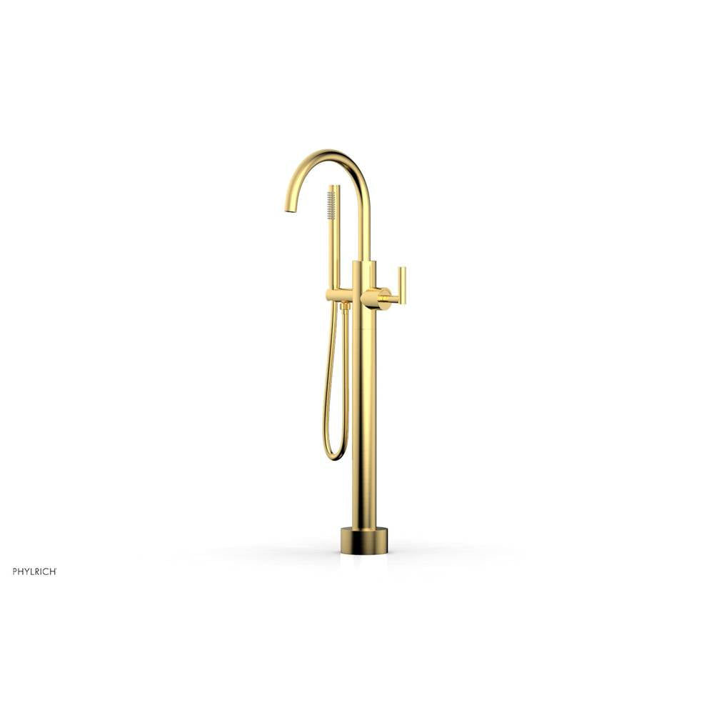 Phylrich - Floor Mounted Tub Filler Lever Hdl W/Handshwr-Short - Satin Gold