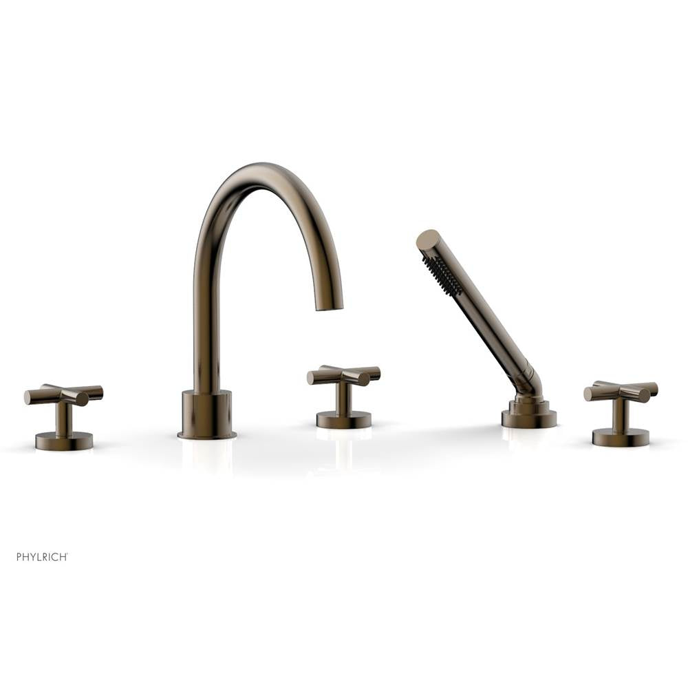 Phylrich - Deck Tub Set W H/Shwr Cross Handle - Antique Brass